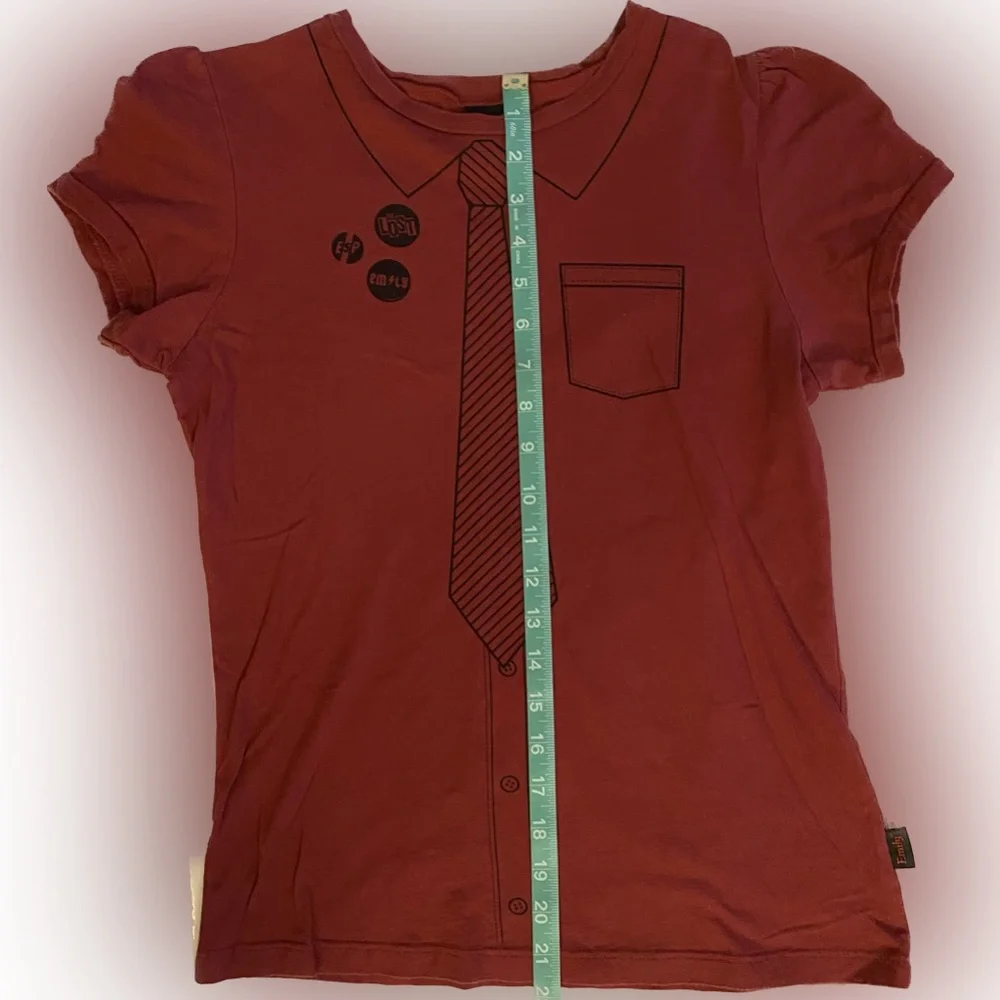 2005 Hot Topic Emily the Strange babydoll tee Faux button up goth size L - Picture 4 of 9